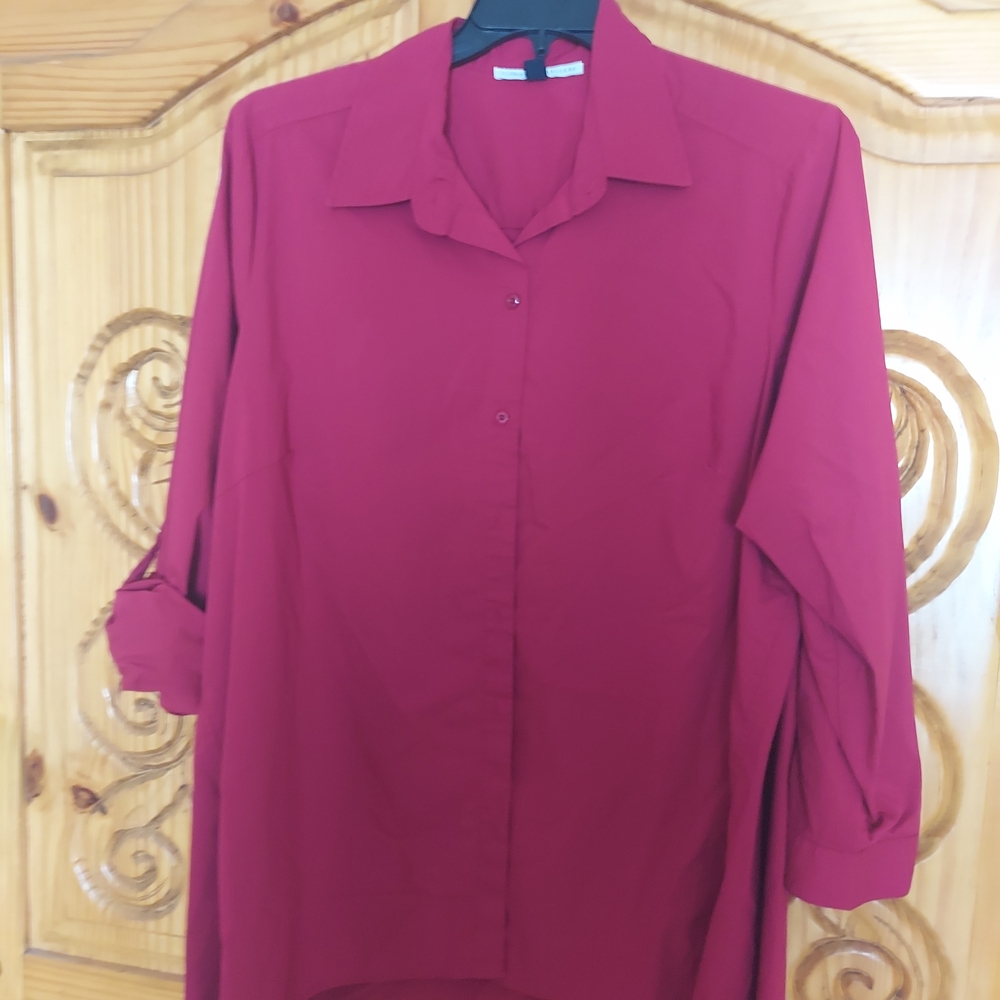 Women's Red Button-Up Blouse
